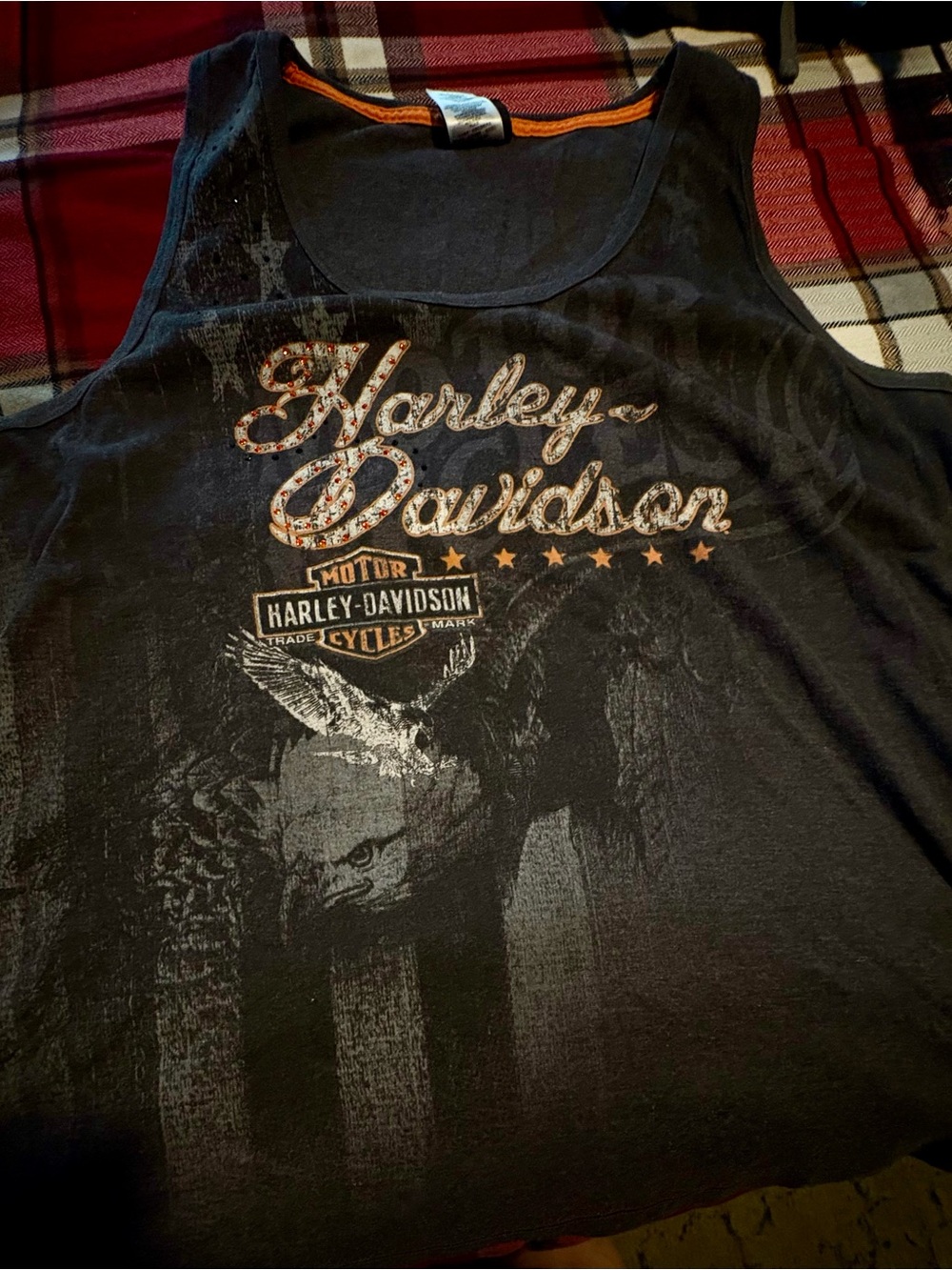 Harley-Davidson Black Tank Top with Orange Accents